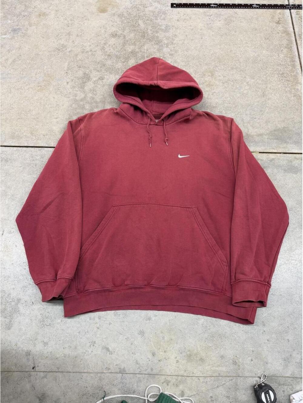 vintage nike burgandy small swoosh blank hoodie size large